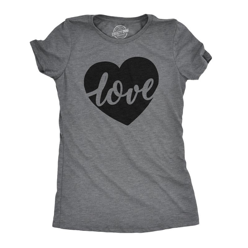 Womens Love Script Heart Cute Relationship T shirt for Ladies Funny Womens T Shirts Cute Slimming Top Comfortable Soft...
