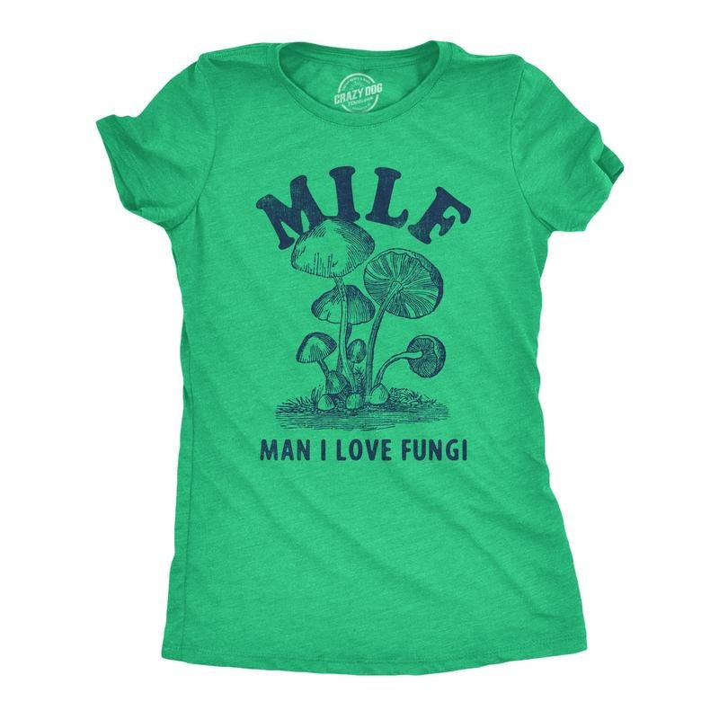 Womens MILF Man I Love Fungi T Shirt Funny Mushroom Acronym Joke Tee for Ladies Funny Womens T Shirts Cute Slimming Top...