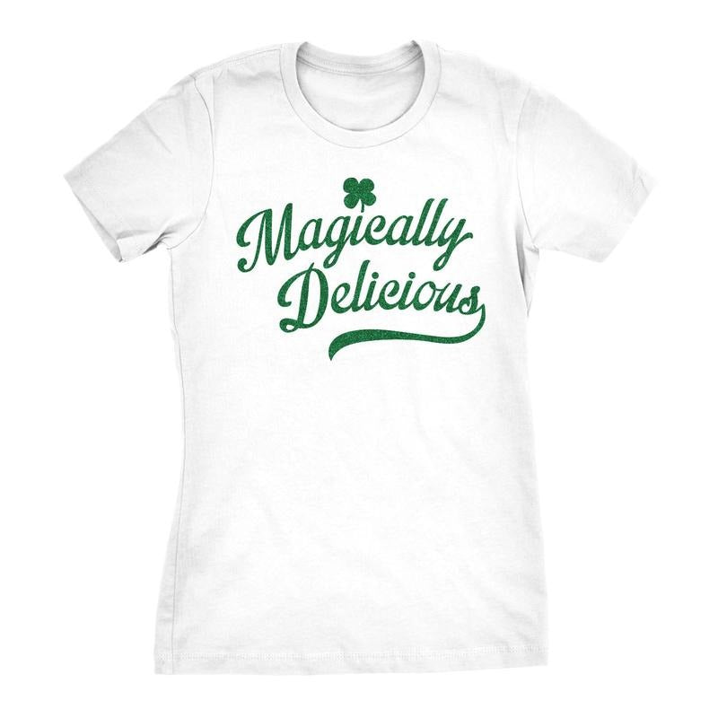 Womens Magically Delicious T Shirt Funny Shamrock Irish Tee Funny Womens T Shirts Cute Slimming Tees with Plus Sizes...