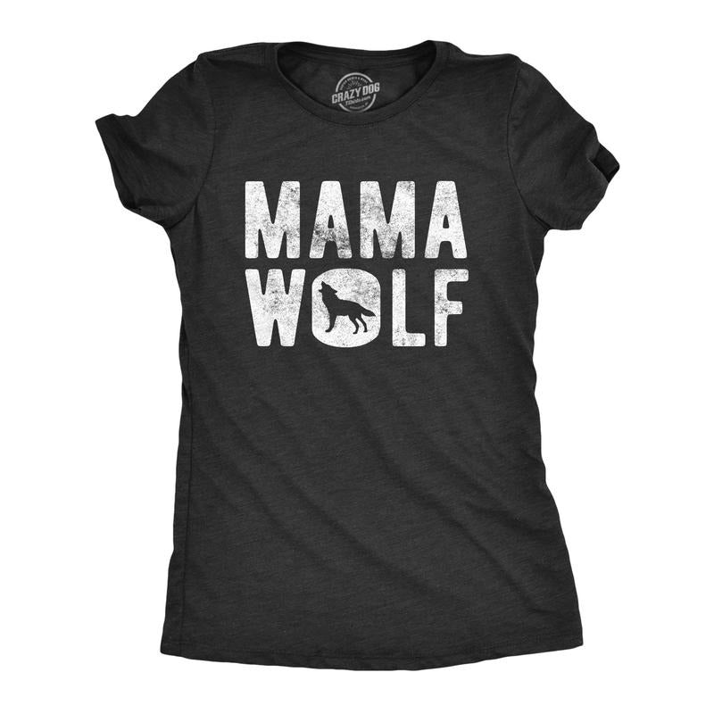 Womens Mama Wolf Tshirt Funny Camping Pack Mothers Day Graphic Novelty Tee Hoodie, Sweatshirt | TeeBloomCo.com