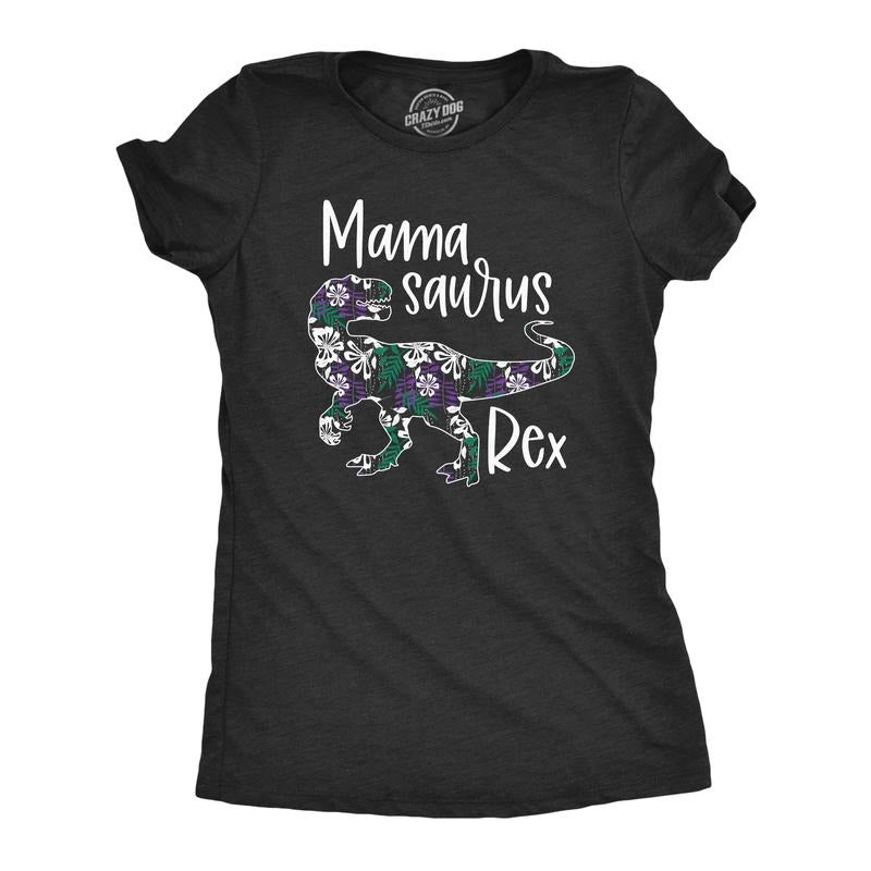Womens Mamasaurus Rex T Shirt Funny Dinosaur Mothers Day Floral Print Graphic Tee Funny Womens T Shirts Cute Slimming Top...