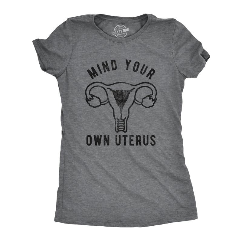 Womens Mind Your Own Uterus T Shirt Funny Reproductive Rights Female Graphic Tee Funny Womens T Shirts Cute Slimming Top...