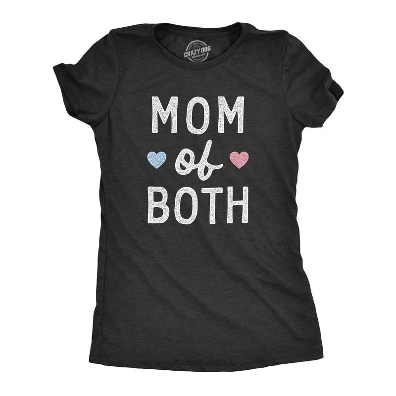 Womens Mom Of Both T Shirt Funny Cute Mother's Day Son And Daughter Tee For Laides Funny Womens T Shirts Cute Slimming...
