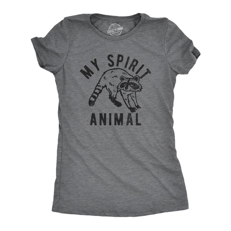 Womens My Spirit Animal Raccoon T Shirt Funny Sarcastic Joke Tee for Ladies Funny Womens T Shirts Cute Slimming Top...