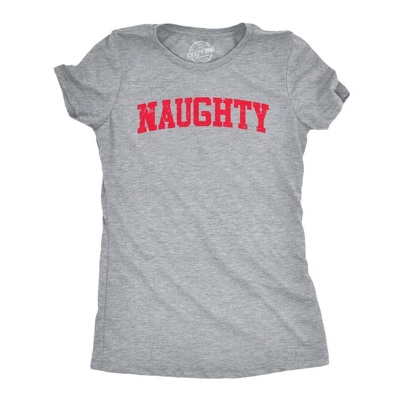 Womens Naughty T Shirt Funny Mischievous Xmas Spirit Lovers Tee for Ladies Funny Womens T Shirts Cute Slimming Top...
