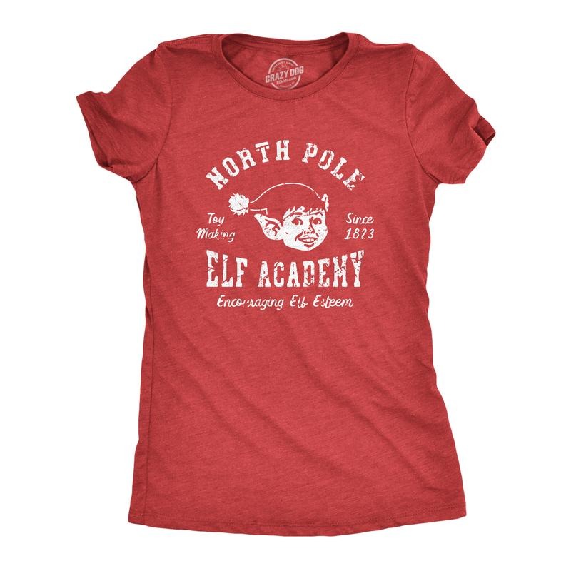 Womens North Pole Elf Academy T Shirt Funny Christmas Party Santas Helpers Tee For Ladies Funny Womens T Shirts Cute...