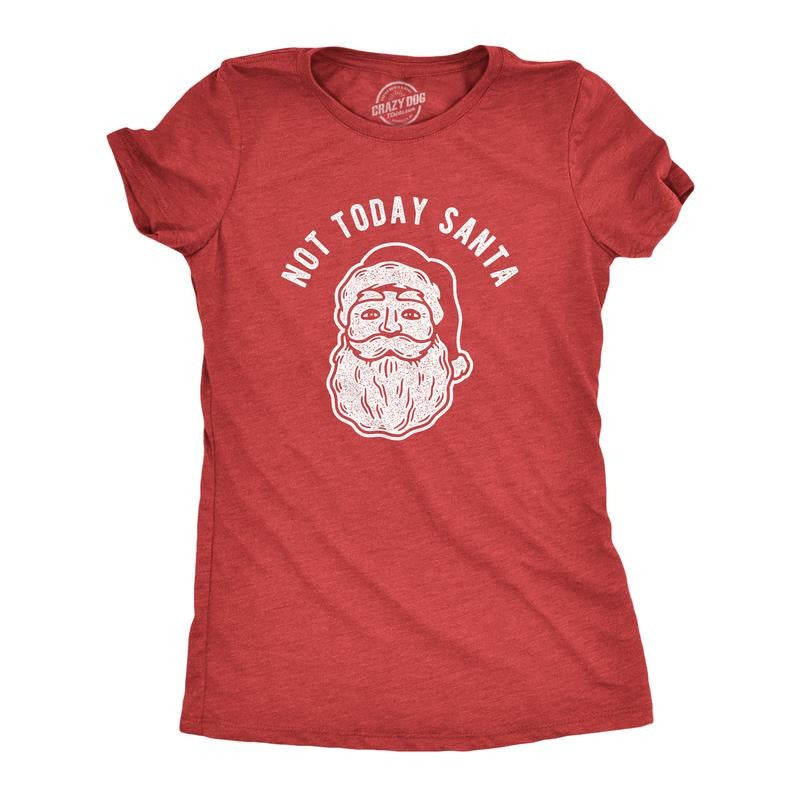 Womens Not Today Santa T Shirt Funny Christmas Party Holiday Graphic Tee Funny Womens T Shirts Cute Slimming Top...