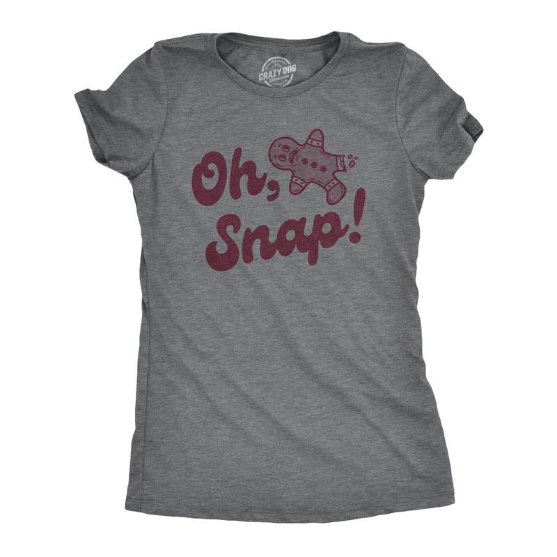 Womens Oh Snap T Shirt Funny Xmas Gingerbread Cookie Broken Leg Tee For Ladies Funny Womens T Shirts Cute Slimming Top...
