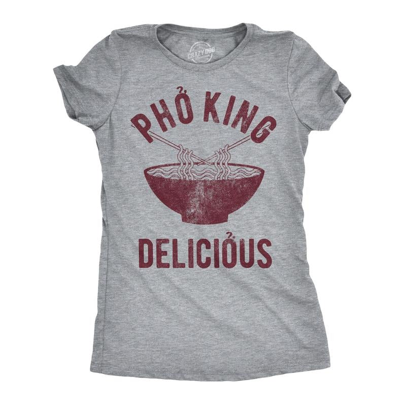 Womens Pho King Delicious T Shirt Funny Vietnamese Noodles Tee Funny Womens T Shirts Cute Slimming Top Comfortable Soft...