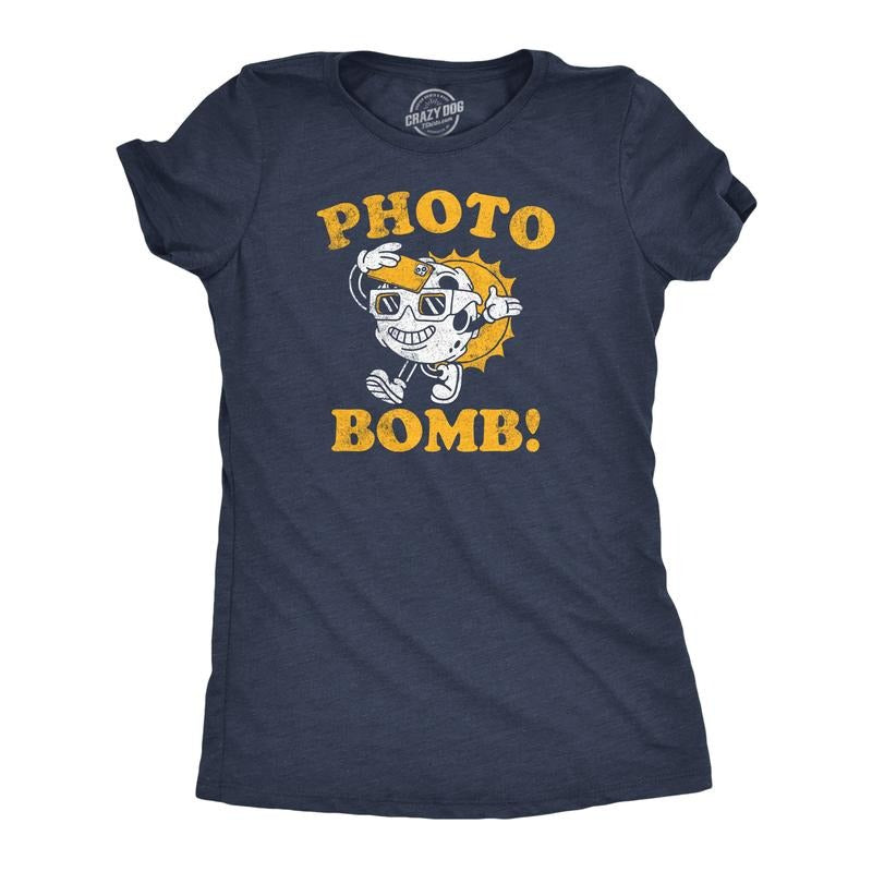 Womens Photo Bomb Funny T Shirts Sarcastic Solar Eclipse Tee For Ladies Hoodie, Sweatshirt | TeeBloomCo.com
