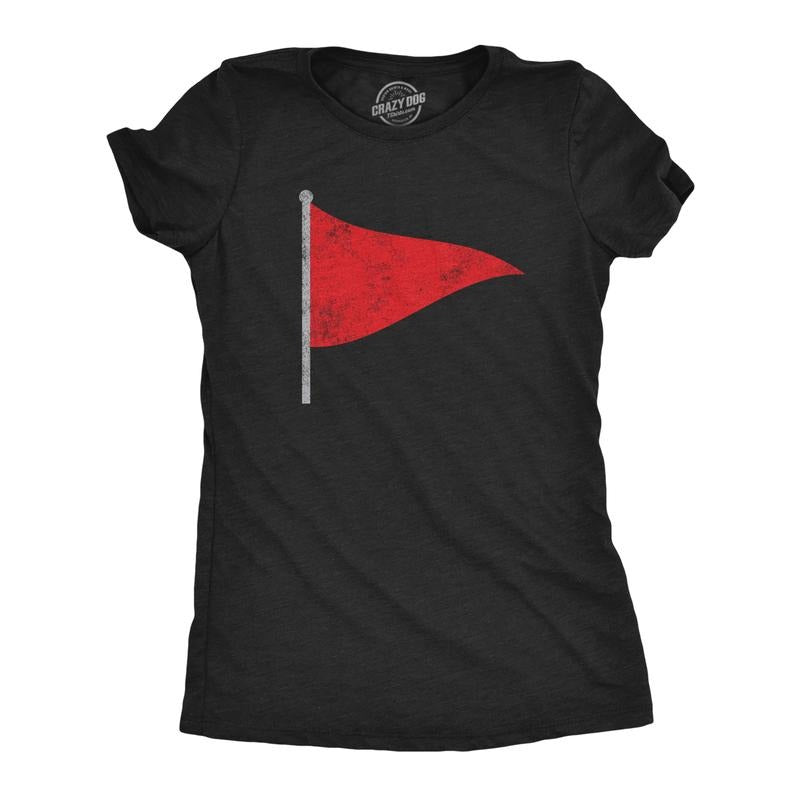 Womens Red Flag T Shirt Funny Sarcastic Warning Sign Tee for Ladies Funny Womens T Shirts Cute Slimming Top Comfortable...