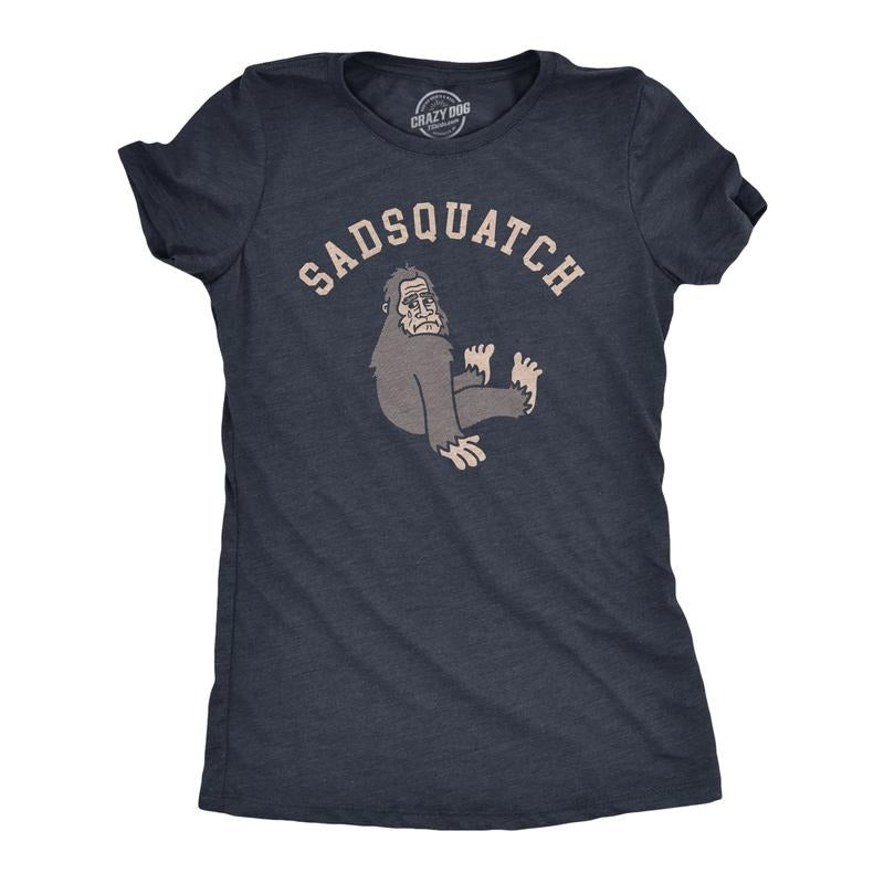 Womens Sadsquatch T Shirt Funny Depressed Crying Big Foot Joke Tee for Ladies Funny Womens T Shirts Cute Slimming Top...