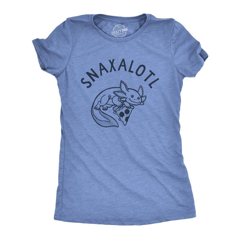 Womens Snaxalotl T Shirt Funny Cute Snacking Axolotl Tee For Ladies Funny Womens T Shirts Cute Slimming Top Comfortable...