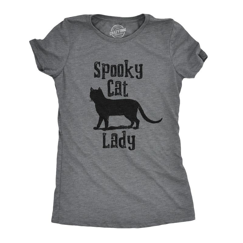 Womens Spooky Cat Lady T Shirt Funny Black Cat Halloween Tee Funny Womens T Shirts Cute Slimming Top Comfortable Soft...