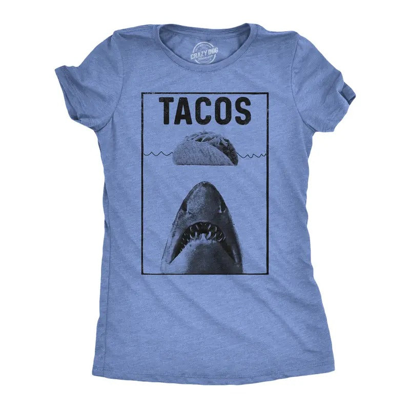 Womens Tacos Shark T Shirt Funny Jaws Tee For Ladies Funny Womens T Shirts Cute Slimming Top Comfortable Soft Womenswear...