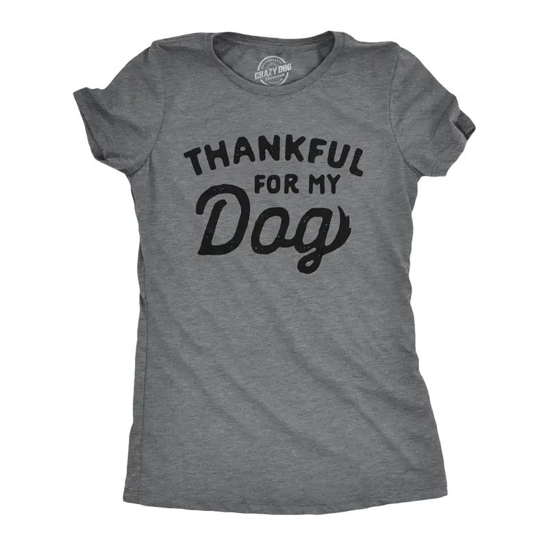Womens Thankful For My Dog T Shirt Funny Cute Pet Puppy Thanksgiving Graphic Tee Funny Womens T Shirts Cute Slimming Top...