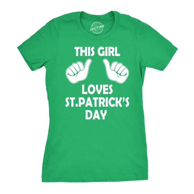 Womens This Girl Loves Saint Patricks Day T Shirt Cute St Pattys Tee For Ladies Funny Womens T Shirts Cute Slimming Top...