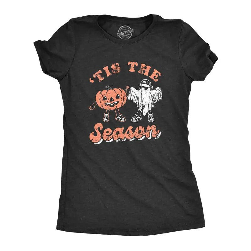 Womens Tis The Season T Shirt Funny Spooky Halloween Costume Lovers Tee For Ladies Funny Womens T Shirts Cute Slimming...