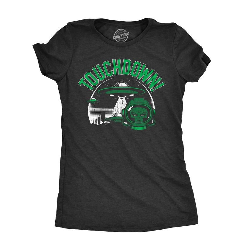 Womens Touchdown T Shirt Funny Alien UFO Football Joke Tee for Ladies Funny Womens T Shirts Cute Slimming Top Comfortable...