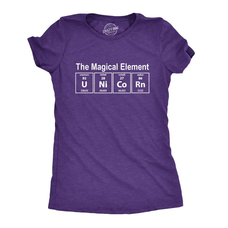 Womens Unicorn The Magical Element T Shirt Funny Science Tee Funny Womens T Shirts Cute Slimming Top Comfortable Soft...