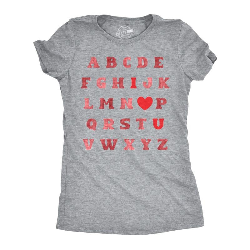 Womens Valentine Alphabet T Shirt Funny Cute Valentines Day Gift Lovers Tee For Ladies Funny Womens T Shirts Cute...