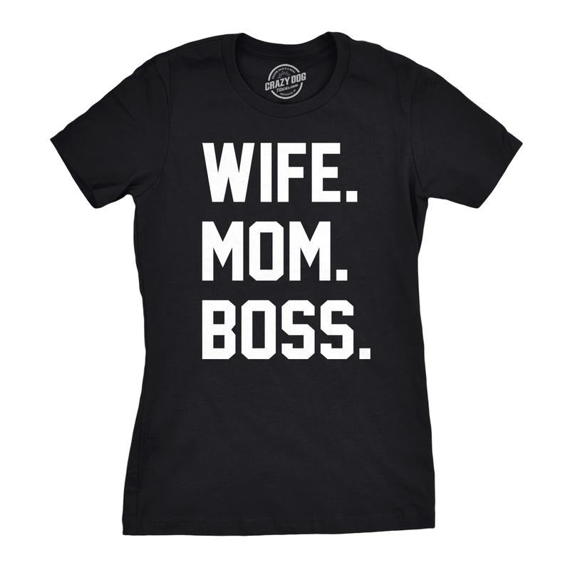 Womens Wife Mom Boss Funny T shirt I Am The Boss Tee for Ladies Shirts for Mom Funny Womens T Shirts Cute Slimming Top...