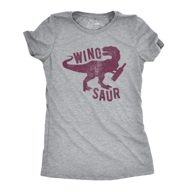 Womens Winosaur T shirt Funny Wine Lover Drinking Vintage Graphic Gift for Her Funny Womens T Shirts Cute Slimming Top...