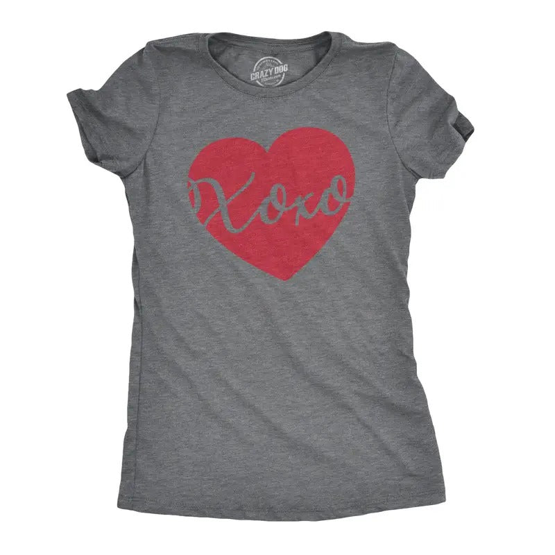 Womens Xoxo Script Heart Cute Valentines Day Graphic Tee for Ladies Funny Saying Funny Womens T Shirts Cute Slimming Top...