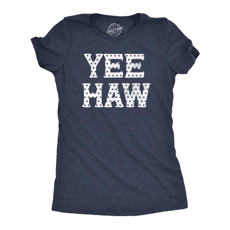 Womens Yee Haw T Shirt Funny Southern Fourth Of July American Flag Tee for Ladies Funny Womens T Shirts Cute Slimming Top...