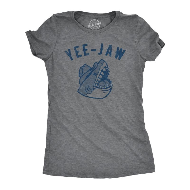 Womens Yee Jaw T Shirt Funny Southern Saying Shark Joke Tee For Ladies Funny Womens T Shirts Cute Slimming Top...