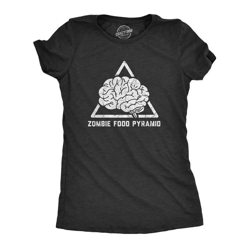 Womens Zombie Food Pyramid T Shirt Funny Undead Nutrition Tee For Ladies Funny Womens T Shirts Cute Slimming Top...