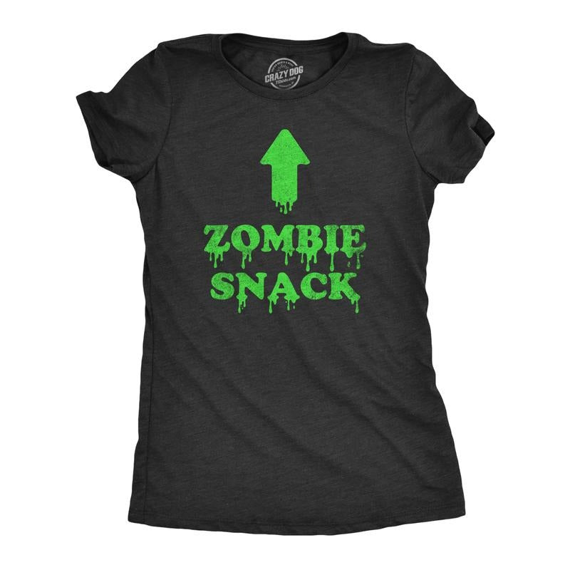 Womens Zombie Snack T Shirt Funny Halloween Undead Eating Joke Tee for Ladies Funny Womens T Shirts Cute Slimming Top...