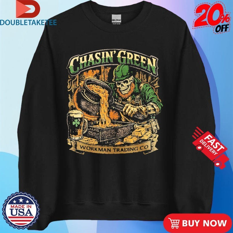 Workman Chasin’ Green St Patrick’s Day Beer Skeleton Shirts