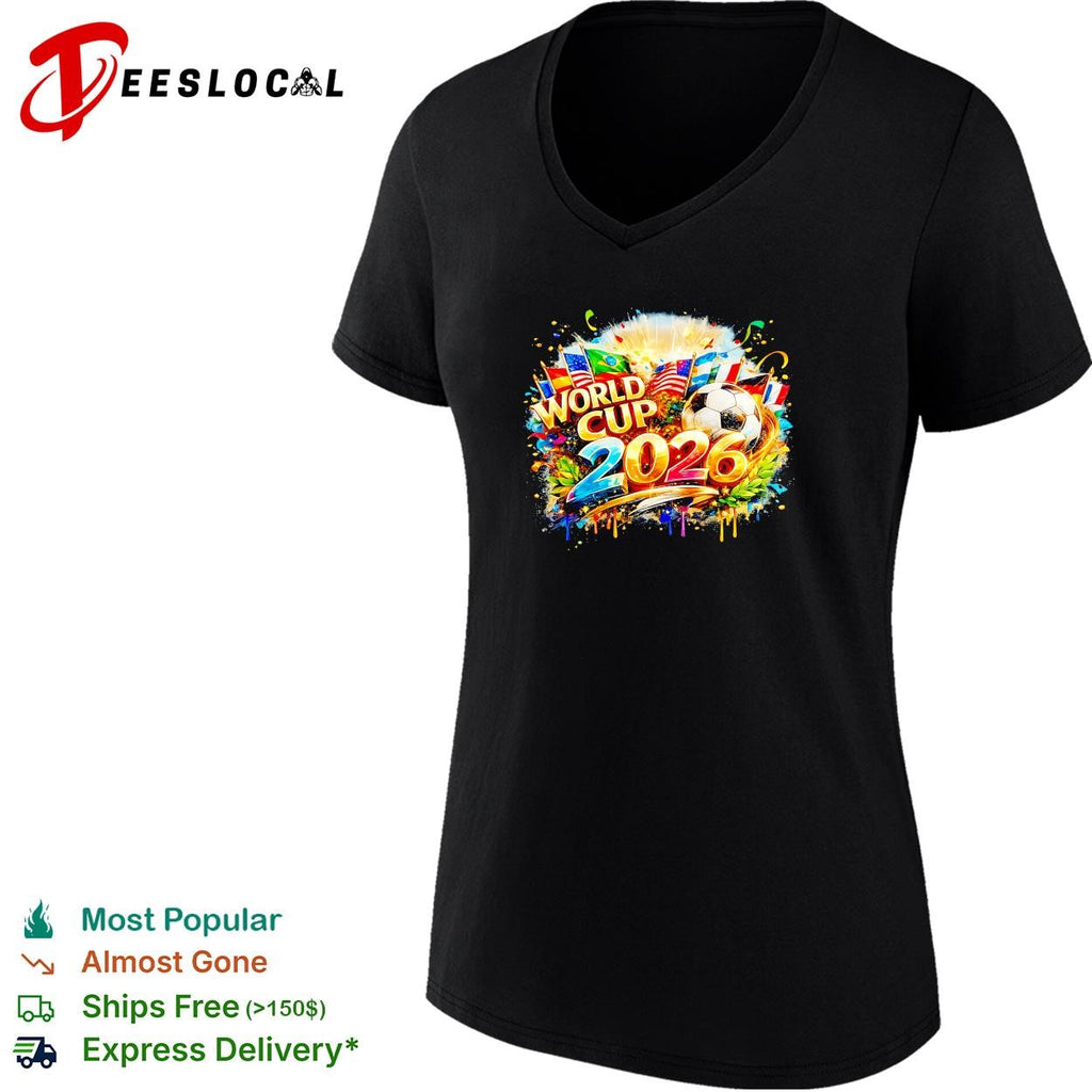 World Cup 2026 colorful explosion soccer ball poster shirt