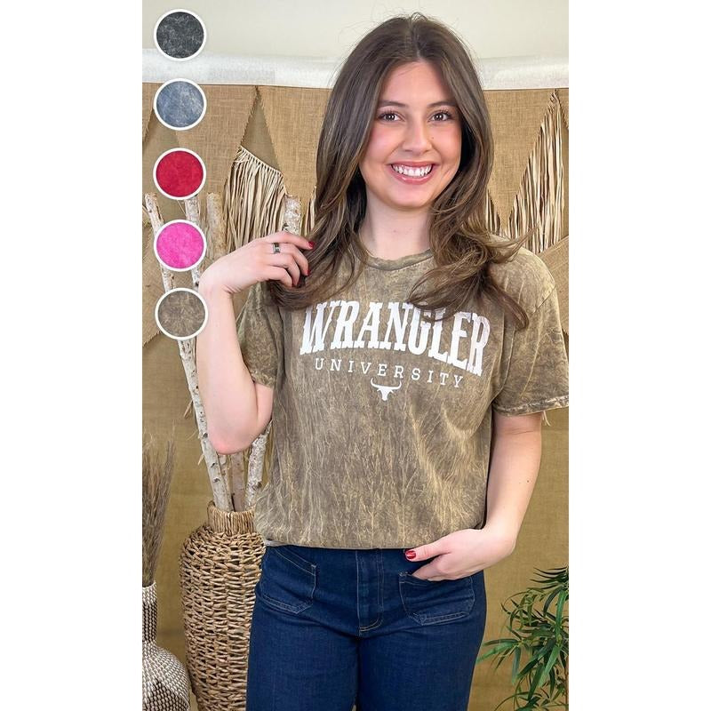 Wrangler University Mineral Washed Graphic T-Shirt Hoodie, Sweatshirt | TeeBloomCo.com
