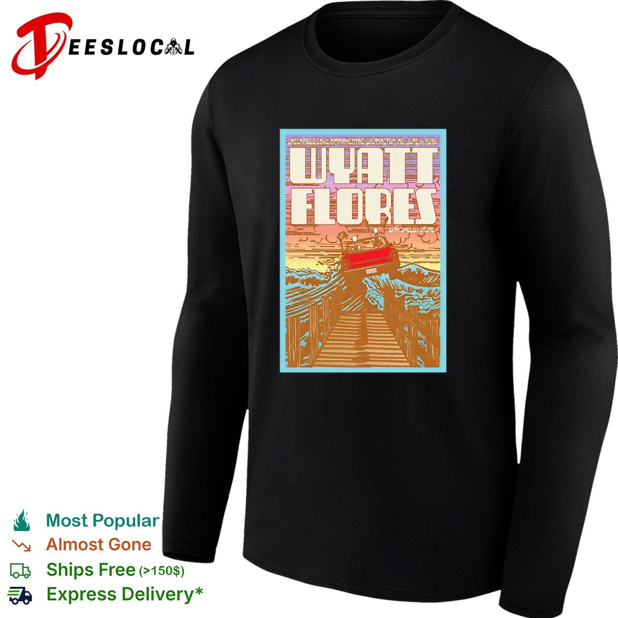 Wyatt Flores scenic bridge river concert poster art shirt
