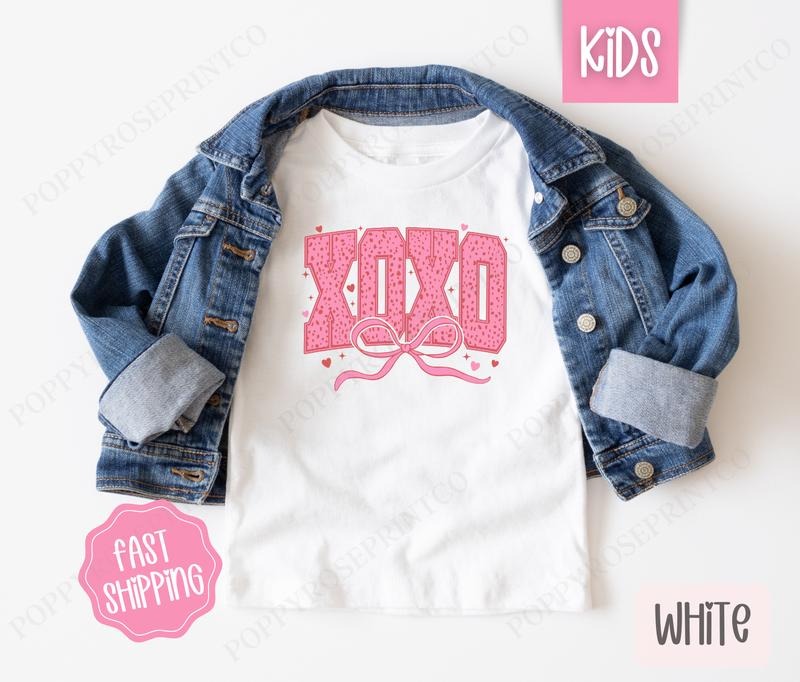 XOXO Kids Shirt - Valentine's Day Children's Tshirt - Youth Tee Gildan Hoodie, Sweatshirt | TeeBloomCo.com