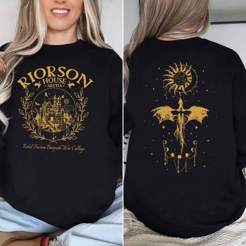 Xaden Riorson House 2-Sided Sweatshirt, Iron Flame TShirt, Fourth Wing Hoodie, Dragon Rider Bookish, Basgiath War College...
