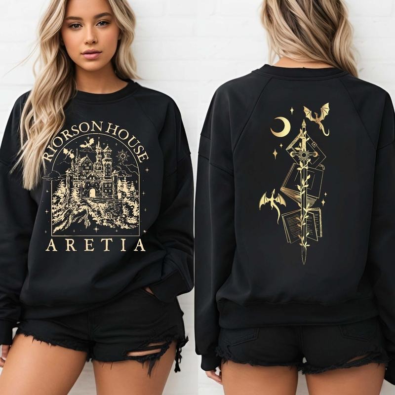 Xaden Riorson House Sweatshirt, Iron Flame Sweatshirt, Dragon Rider 2-Sided Hoodie, Violet Sorrengail, Bookish Gifts...