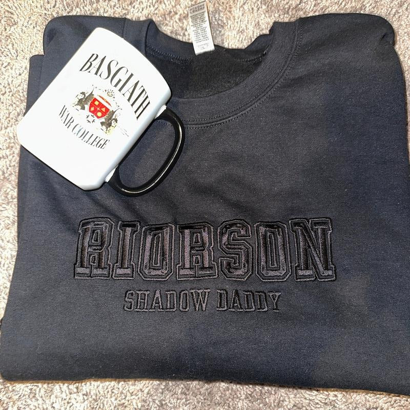 Xaden Riorson Shadow Daddy Embroidered Sweatshirt Hoodie, Fourth Wing Reading Sweater, Official Rebecca Yarros...