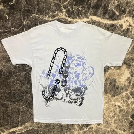 Y2K Shirt Mens Large Skull Skeleton Grunge Vintage Skate Surf Skateboarding, grunge y2k emo scene tapout goth amity...