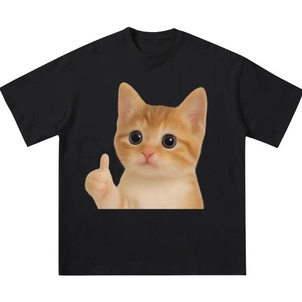 Y2k Cute Thumbs up Kitty Cat T-Shirt, Unisex Vintage Graphic Tees Gothic Grunge Y2k Emo Scene Amity Affliction Style...