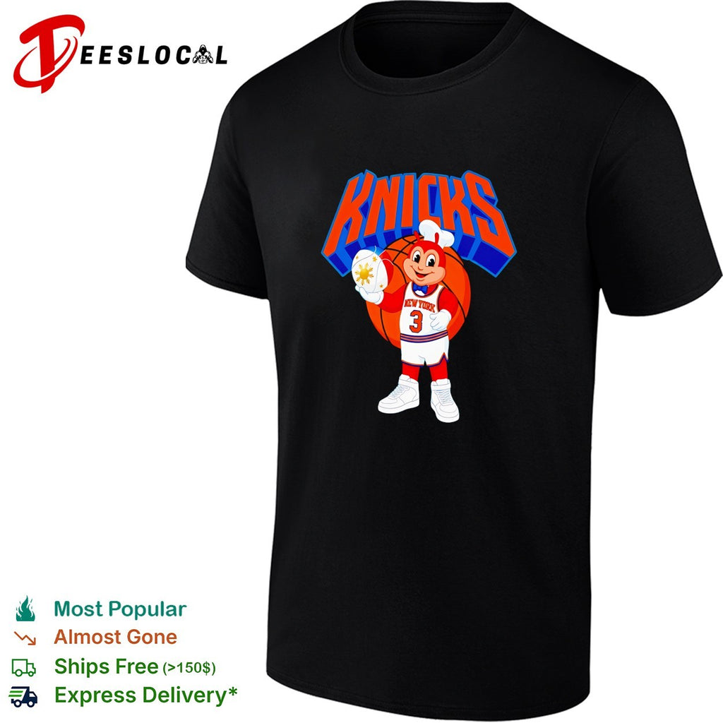 New York Knicks Jollibee fast food mascot jersey basketball humor shirt