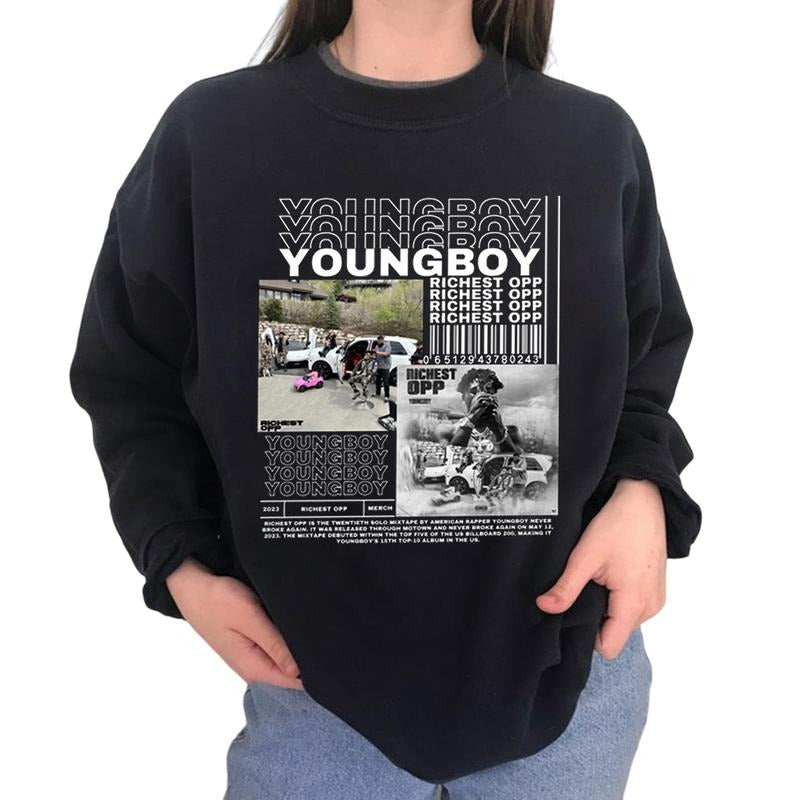YOUNGBOY Unisex T Shirt, Vintage YOUNGBOY Rapper Sweater, Retro YOUNGBOY  Graphic Hoodie shirts Hiphop Sweatshirt