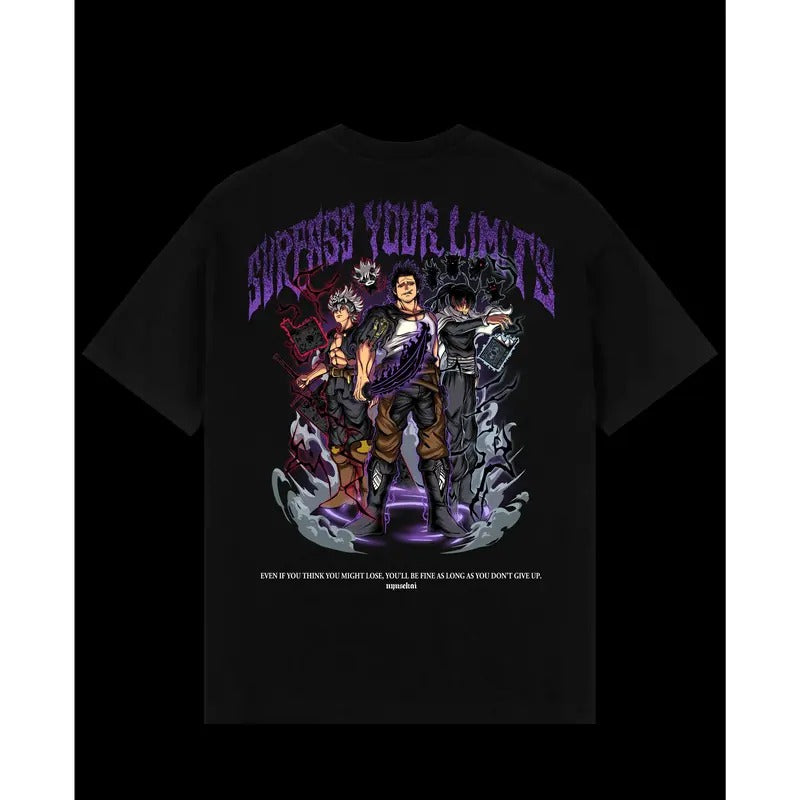 "Yami X Asta X Nacht - Black Clover" Oversize T-Shirt Classic Cotton Menswear Top Hoodie, Sweatshirt | TeeBloomCo.com