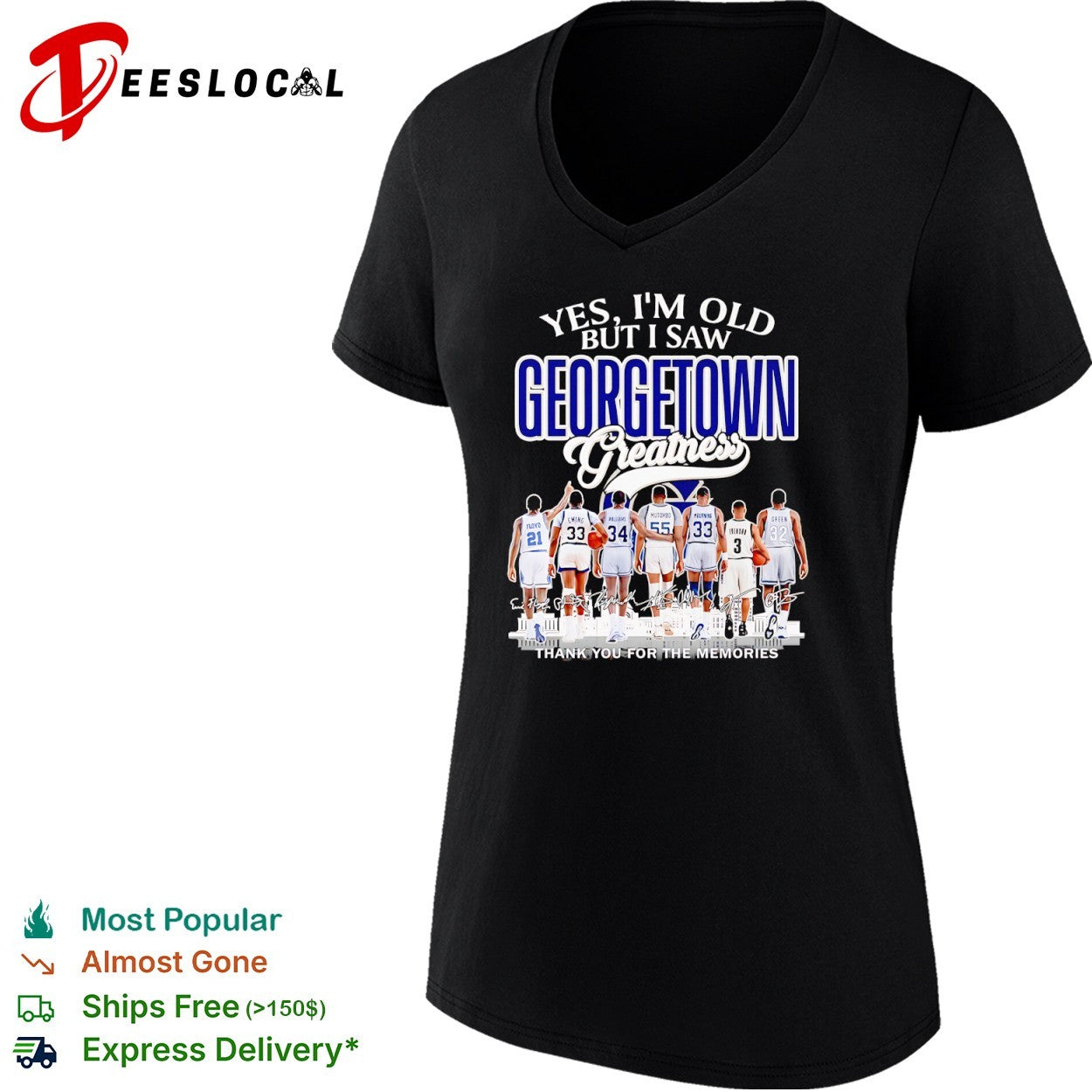 Yes I’m Old But I Saw Georgetown Greatness Floyd Ewing Williams Mutombo Mourning thank you for the memories shirt
