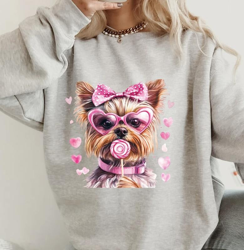 Yorkie Valentines day Sweatshirt ~ Sweatshirt Unisex Apparel Relaxed Fit Printed in the USA Clothing Womenswear Casual...