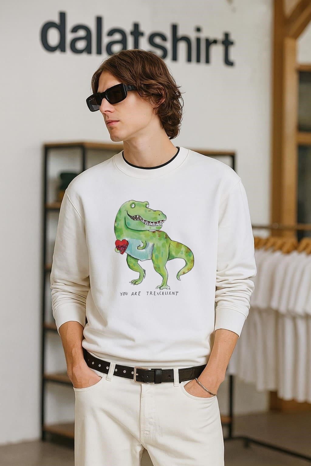 You Are Trexcellent T-Rex Dinosaur Holding Heart Box Valentine shirt