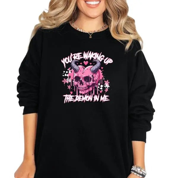 You Are Waking Up the Demon in Me' Crewneck Sweatshirt, T Shirt, or Hoodie Grunge Aesthetic Pullover | Casual, Comfort,...
