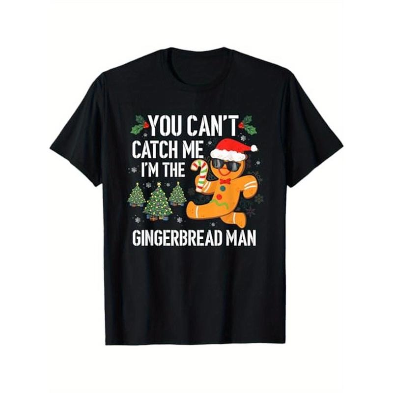 You Can't Catch Me I'm the Gingerbread Man Xmas Pajama T-Shirt, 100% Cotton, Gifts for Men Dad Husband Grandpa, S-XXXL,...
